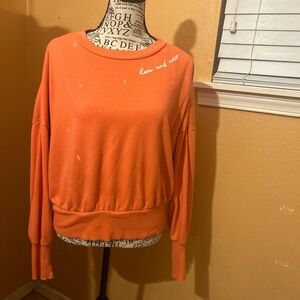 ✨ Old Navy Cropped Orange "Here and Now" Bleached Sweatshirt